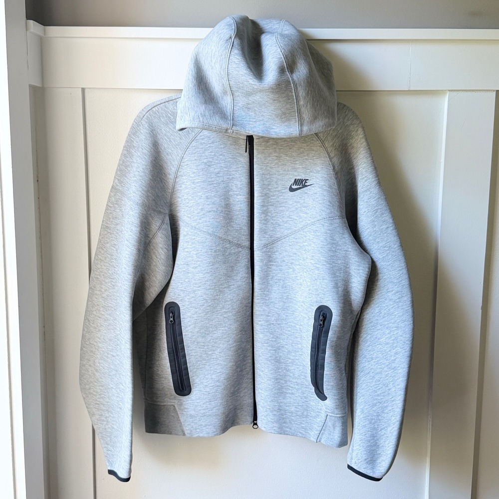 Nike Tech Fleece Windrunner Full Zip Hoodie Heather Grey Black Size Medium